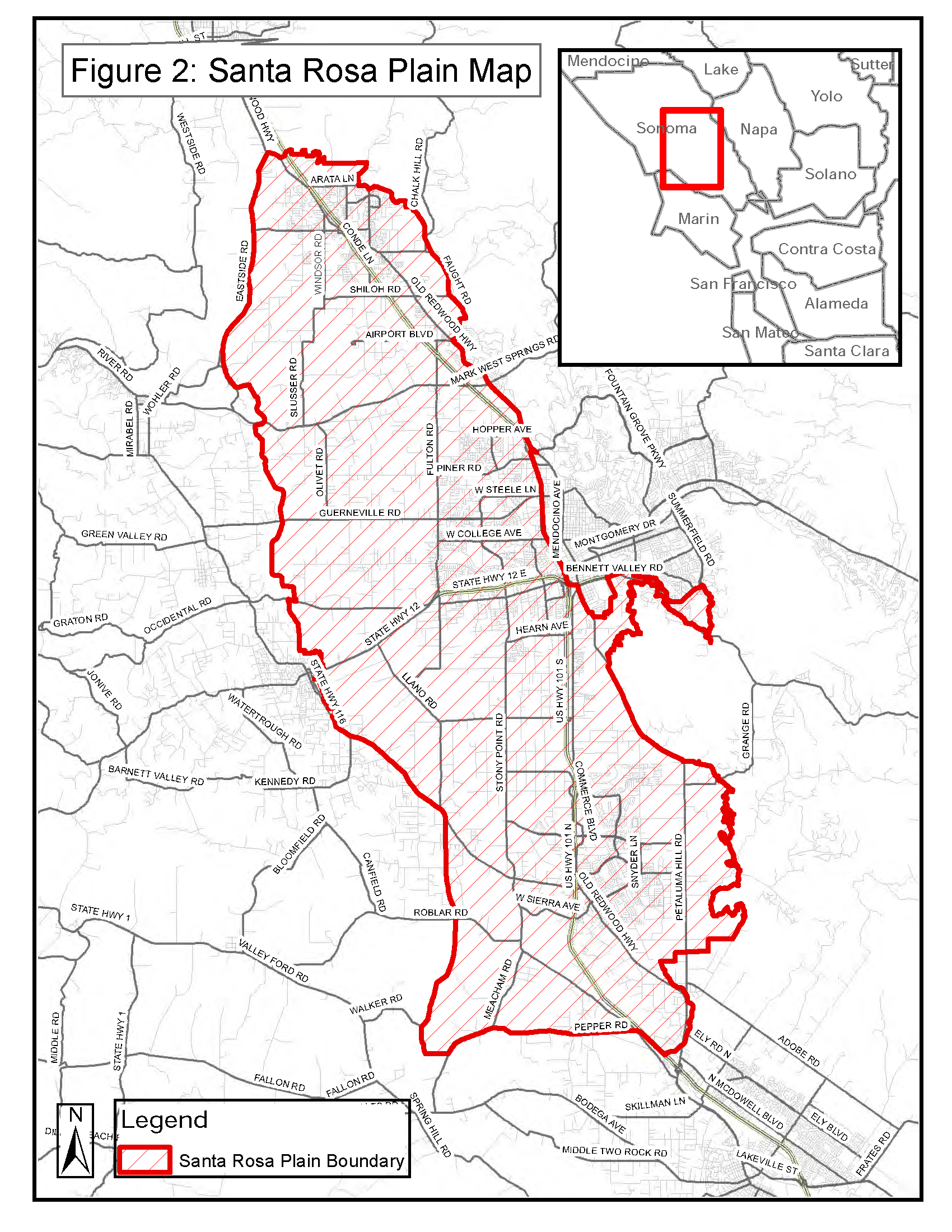 Map of the Santa Rosa Plain